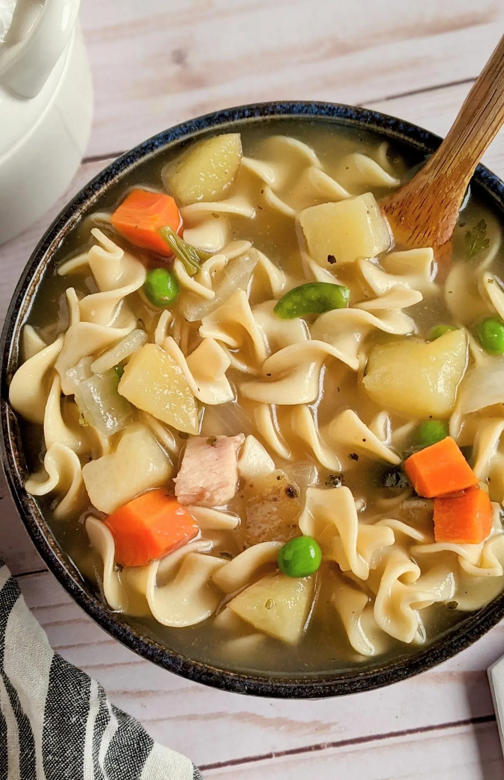 Delicious chicken noodle soup recipe with potatoes