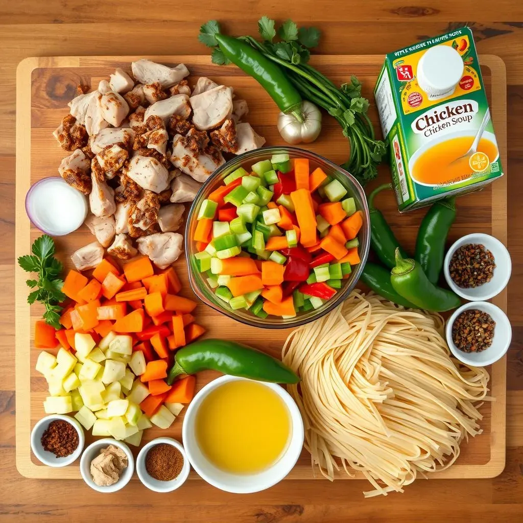 Gathering Your Ingredients for Jerk Chicken Noodle Soup