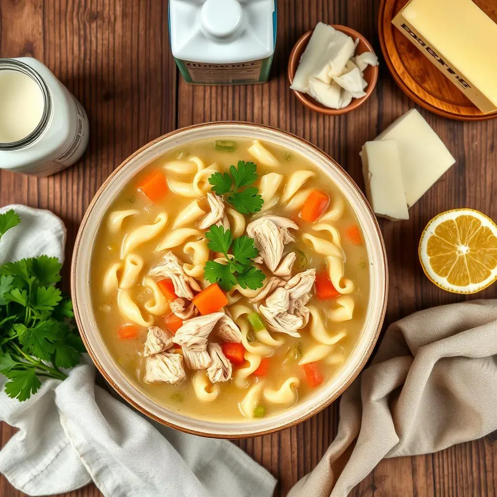 Ingredients for the Best Chicken Noodle Soup with Heavy Cream