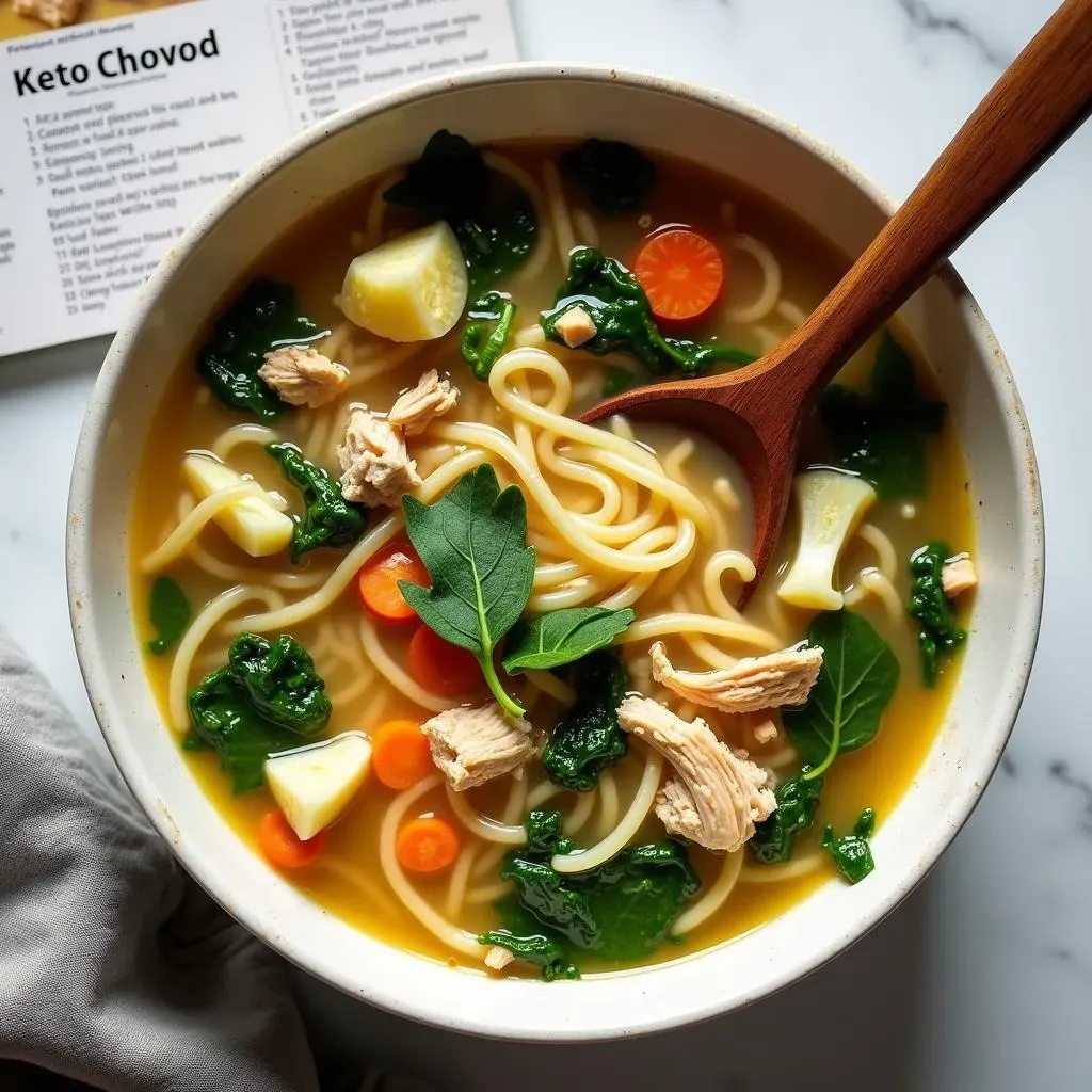 Keto Chicken Noodle Soup Recipe Card: Ingredients and Instructions