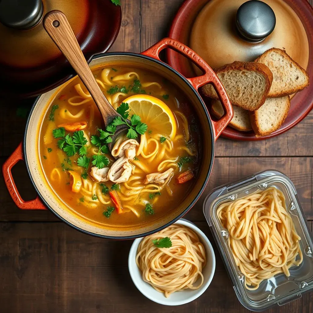 Serving and Storing Your Homemade Chicken Noodle Soup from the Dutch Oven